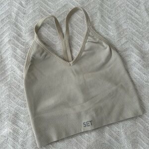 SET ACTIVE Women's Beige Ribbed Bralette